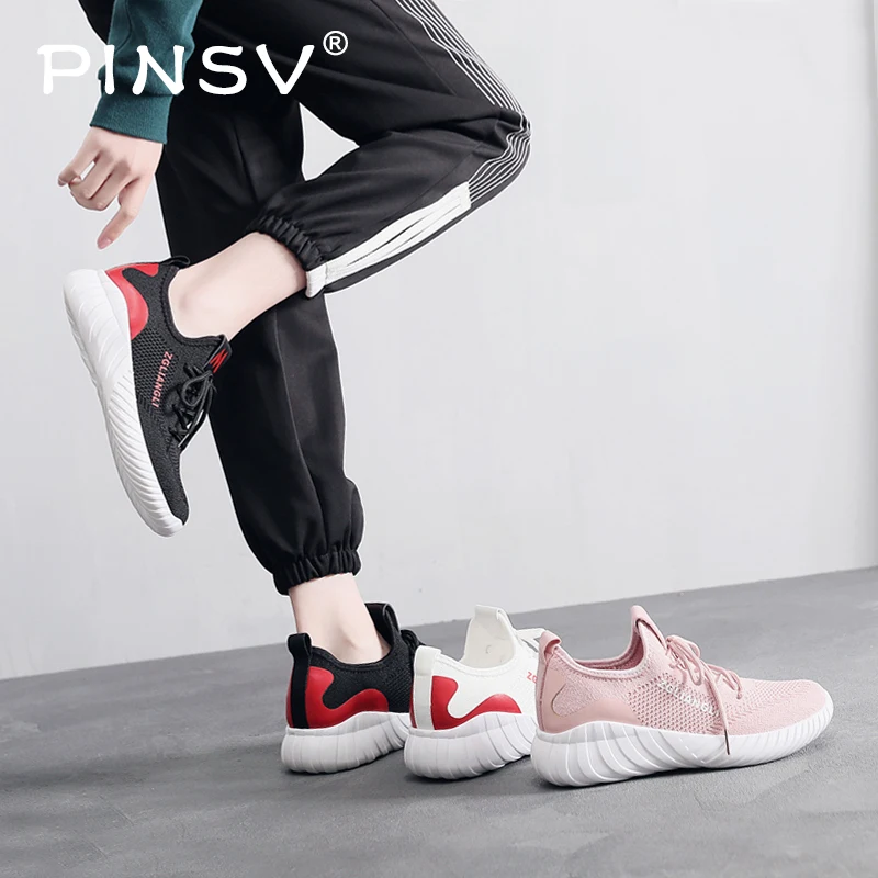 Black Sneakers Women Shoes New Arrival Casual Lace-up Walking Mesh Leisure Vulcanize Shoe PINSV | Обувь