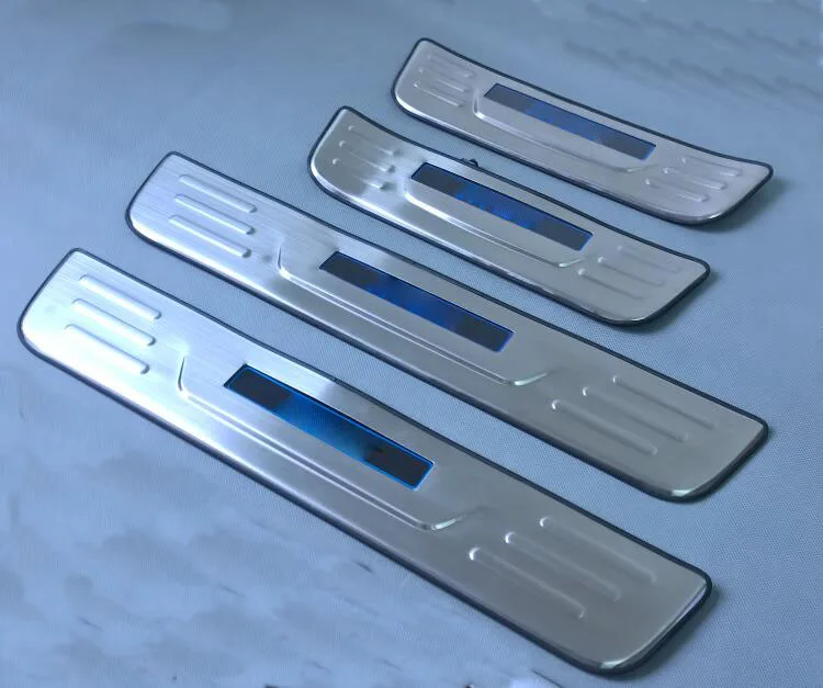 Нержавеющая сталь LED синий свет Добро пожаловать педаль порога крышка Накладка