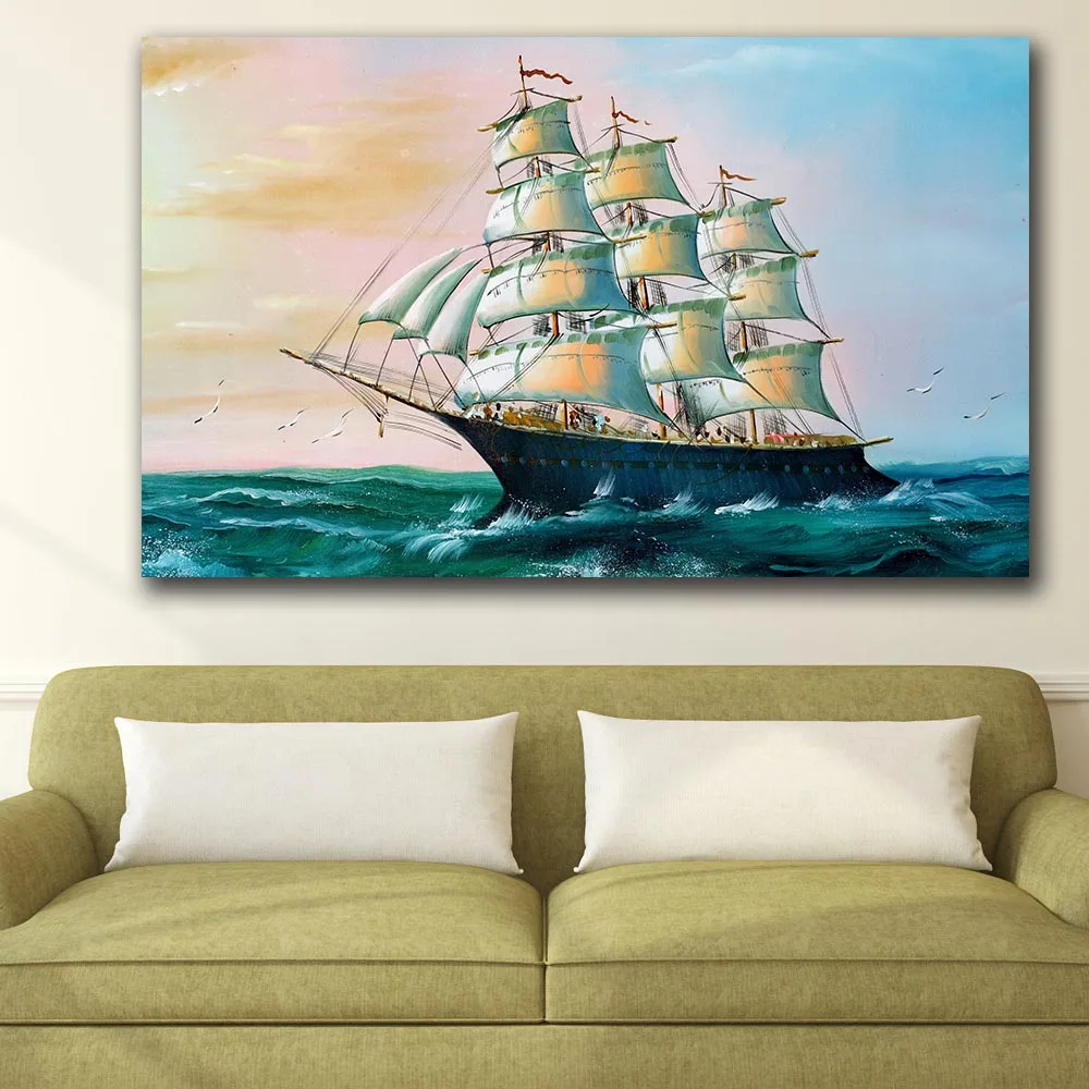 

Fashion Oil Painting Sailing in the Sea Paiting Home Decor On Canvas Modern Wall Art Canvas Print Poster Canvas Painting