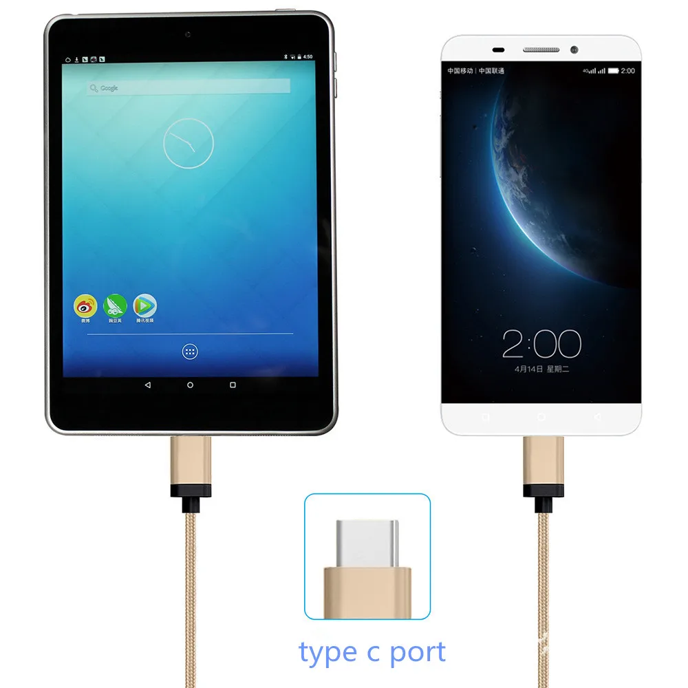 Фото Кабель с разъемом USB типа C для быстрой зарядки usb нейлоновый плетеный кабель шнур для Xiaomi mi a1 5/5s Huawei p10 p20 mate 10 lite pro axon 7 nubia z11/мини s lg №4