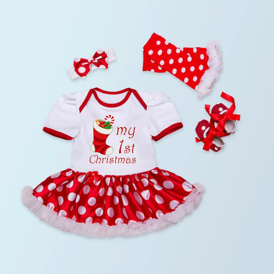 Комплекты из 4 предметов одежда для маленьких девочек белое платье в горошек с