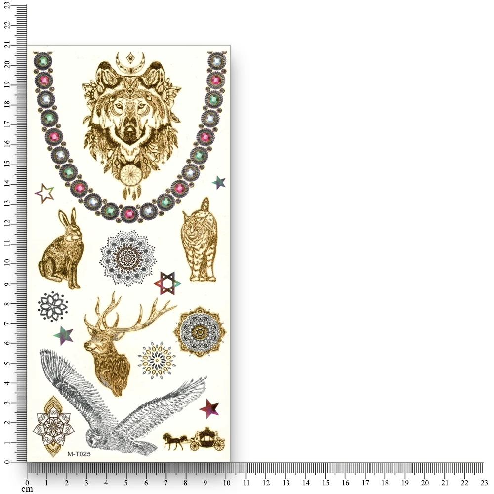 Временные татуировки из искусственного золота водонепроницаемые переводные