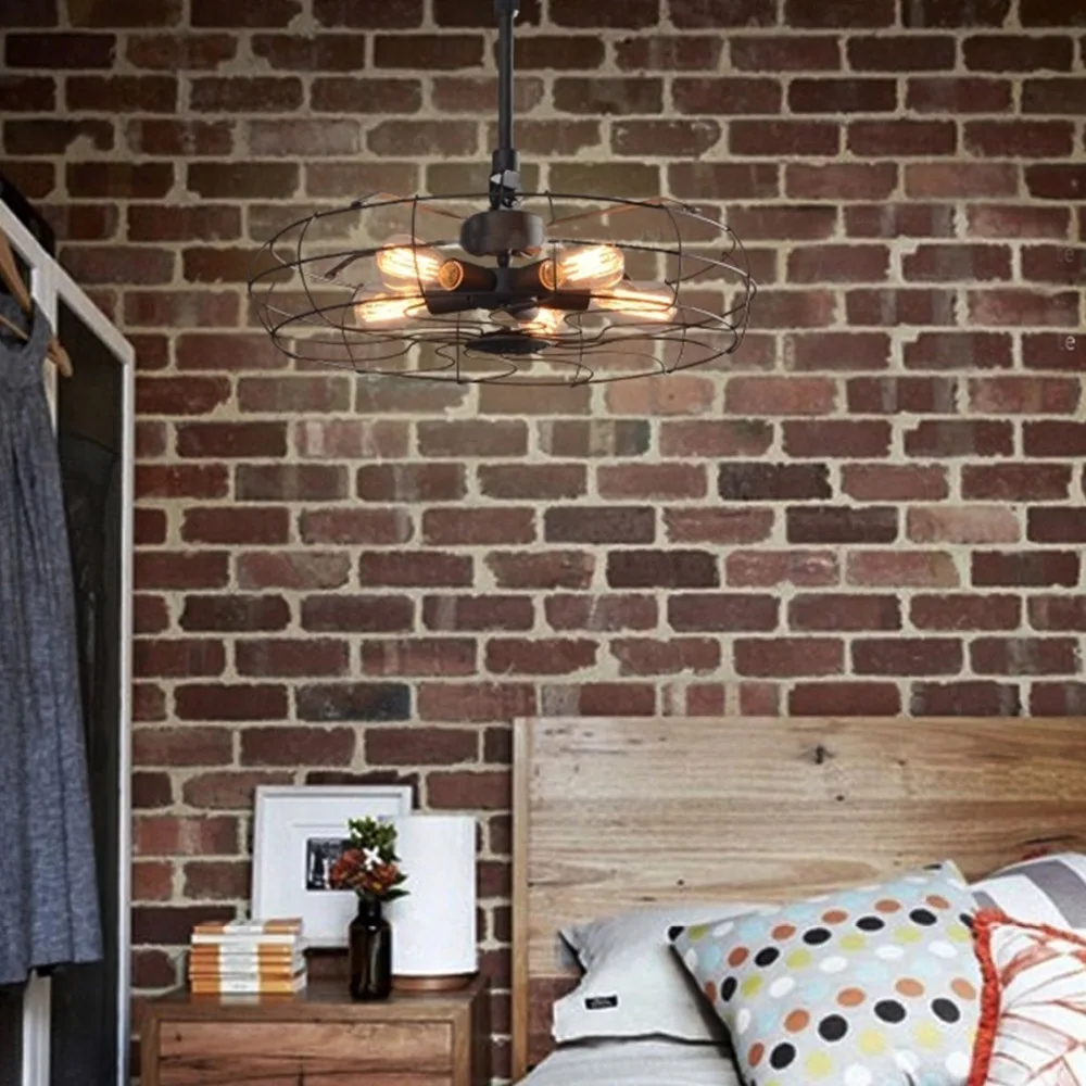 Vintage Iron Art Loft Pendant Light Fans Lamp American Country 5 Heads Edison Lighting Bar Cafe Warehouse Decor | Освещение