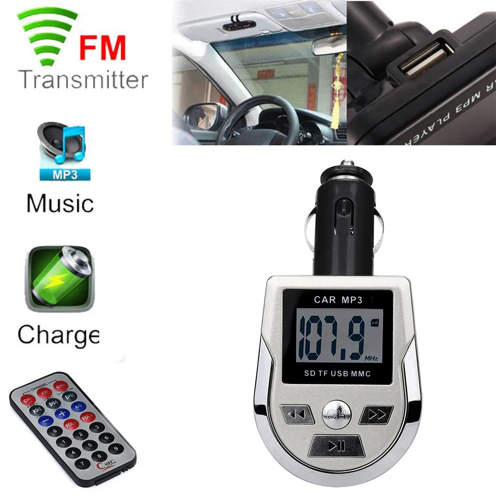 MP3 плеер mosunx беспроводной fm передатчик модулятор автомобильный комплект USB SD MMC ЖК