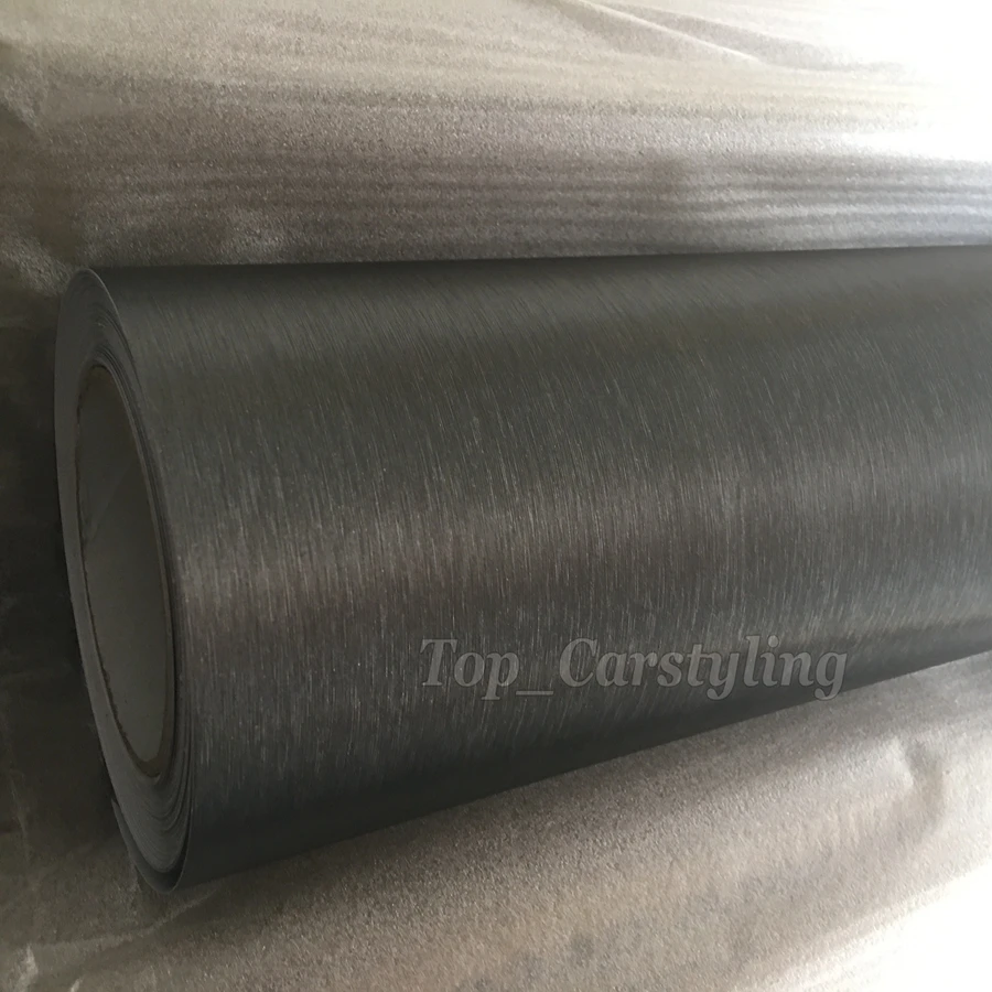 Низкая цена 1.52X20 м/roll Титан Матовый алюминий винил wrap оклеивание щетка стальная