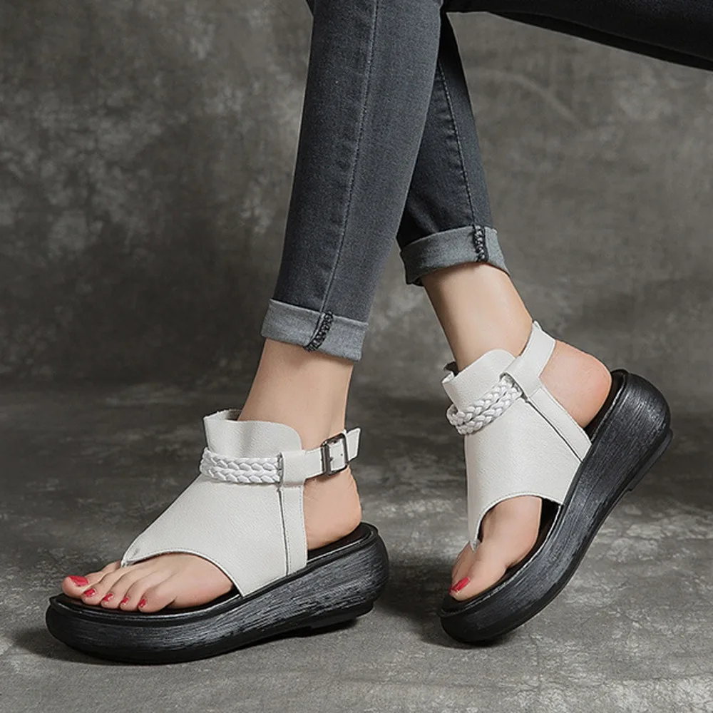 Сандалии женские на среднем каблуке удобные босоножки из натуральной кожи