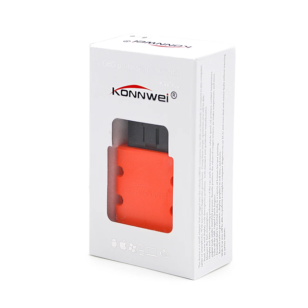 Автомобильный сканер OBD II фирменный KONNWEI KW902 BT bluetooth адаптер автомобильный
