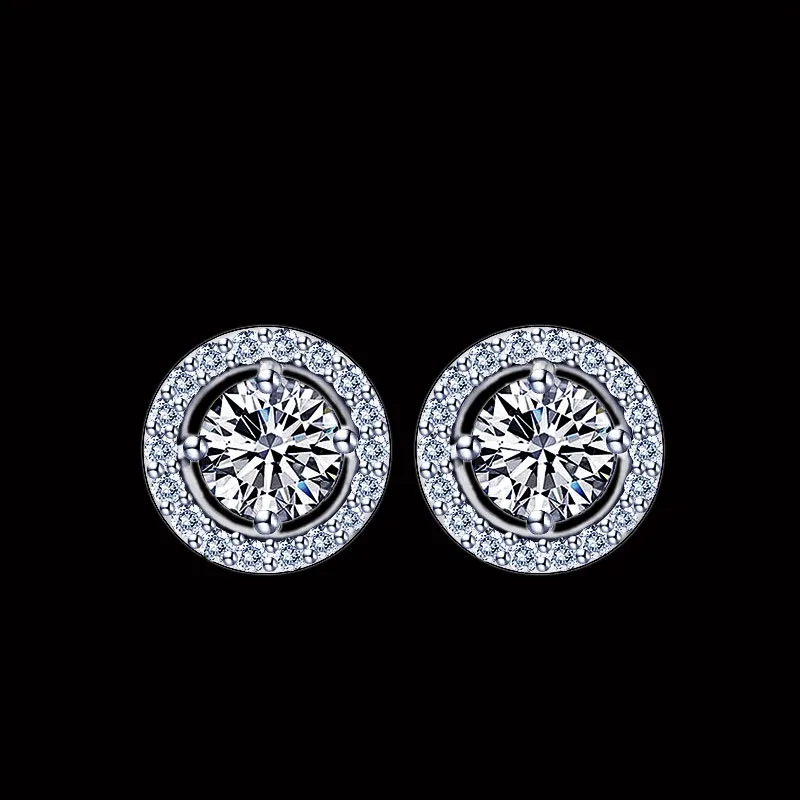 Женские сережки гвоздики с сердечками и стрелками 0 75 карат CZ камни покрытые