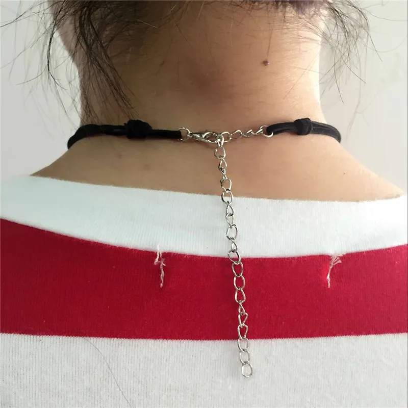 DANZE, простая цепочка, панк стиль, сексуальный черный хлопок, сшитый металлический квадратный воротник, колье, ожерелья для женщин, амулеты, ювелирное изделие, акция