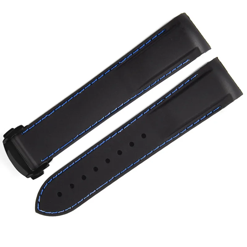 black blue black Водонепроницаемый резиновый силиконовый ремешок для часов Omega AT150 20 мм 22 мм Sea Master 300 черный синий океан спортивный человек 8900+ Инструменты - Цвет ремешка: black blue black