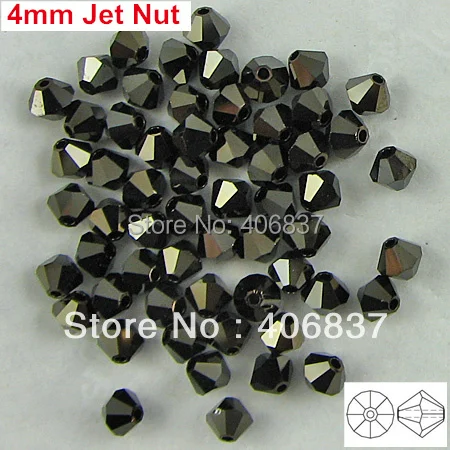 

Free Shipping! 720pcs/Lot, AAA Chinese Top Quality 4mm Jet Nut Crystal Bicone Beads