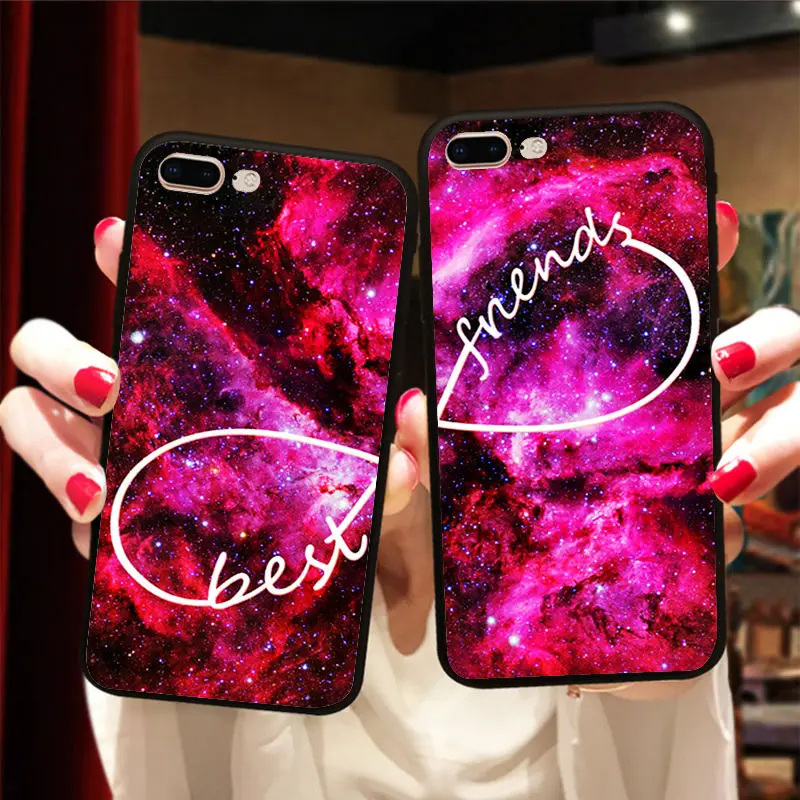 Чехол BFF Space Infinity Couple для iPhone X 8 5 5S XR XS Max 6 6S 7 Plus чехол лучшего друга мягкий