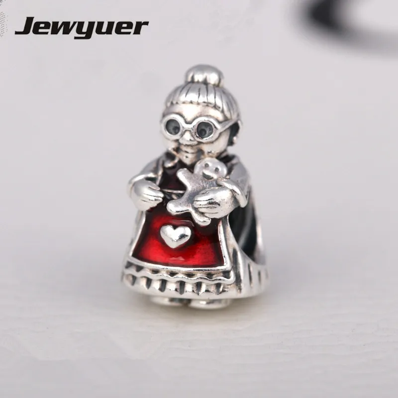 Santa Claus charms with red Enamel 925 Sterling Silver charm Fit beads Bracelet DIY gift for Christmas bracelet Jewyuer BE427 | Украшения и