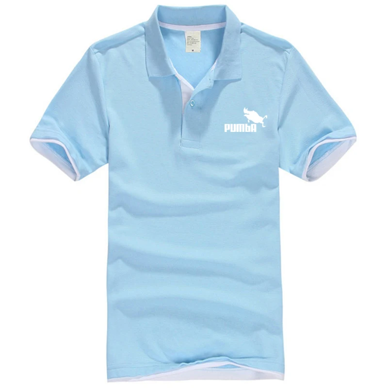 Sky blue 1 Модная Повседневная Милая футболка homme Pumba, мужская и женская хлопковая крутая футболка с отворотом, милая летняя забавная футболка, XS-3XL, poleras hombre - Цвет: Sky blue 1