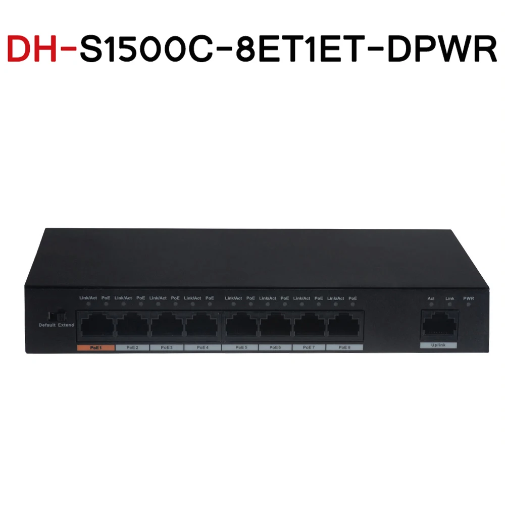 Фото DH DH-S1500C-8ET1ET-DPWR с логотипом PoE коммутатор 8CH Ethernet переключатель питания Поддержка