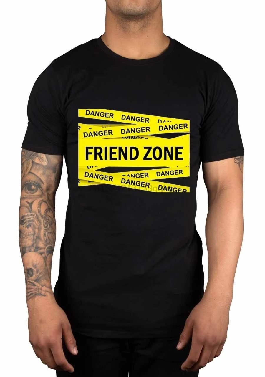 Danger Friend Zone Забавный слоган Мужская футболка Юмор Шутка Подарок Подарочная