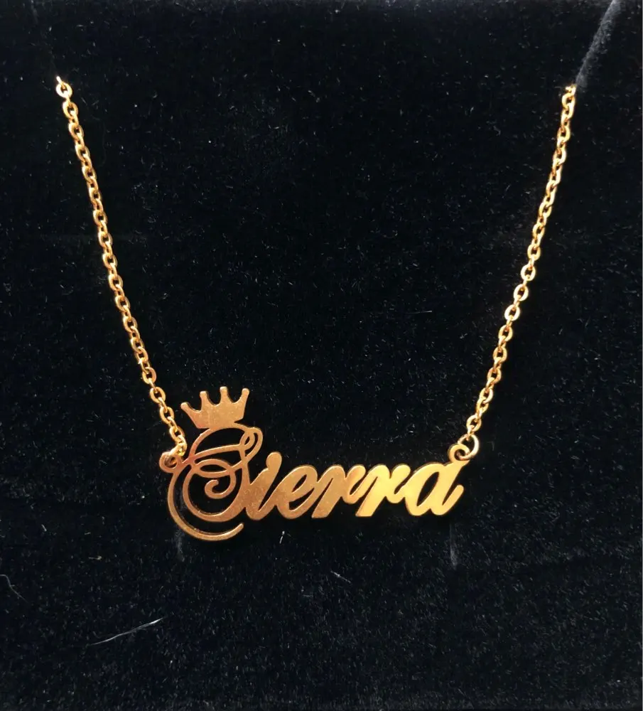 

Personalized Initials Necklaces For Women Stainless Steel Rose Queen Crown Custom Name Necklaces Sister Nameplate Jewelry
