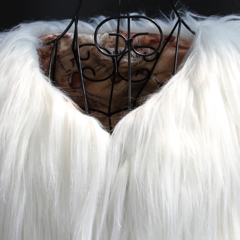 Для женщин белый Искусственный мех пальто куртка теплая зимняя верхняя одежда