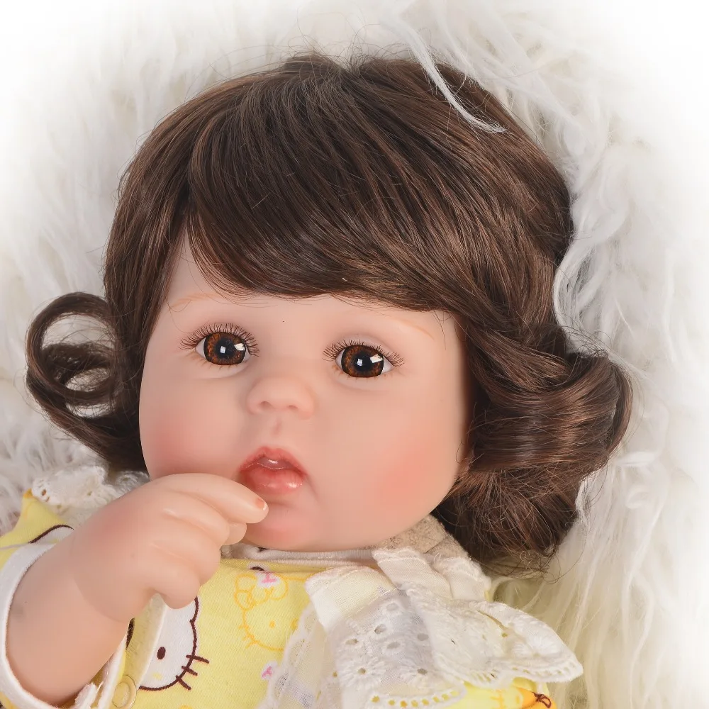 Силиконовые куклы Bebes reborn игрушки для детей подарок 18 "42 см кудрявые волосы