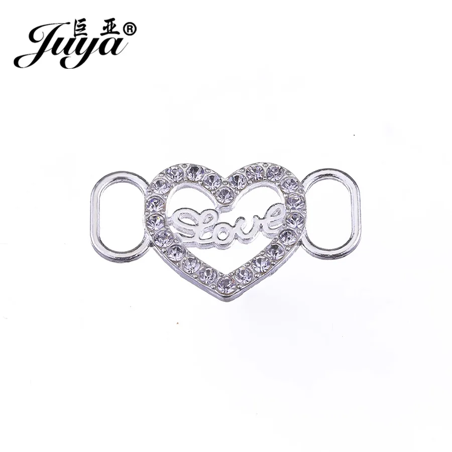 

JUYA Cheap connectors for jewelry making 35x20mm seove alphabet heart shape bracelet handmede accessories with rhinestone CR0049