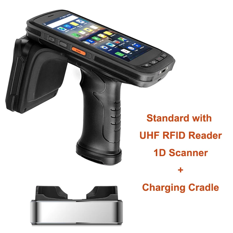 1D UHF and Cradle Прочный ручной компьютер КПК pos-терминал для Android Зебра сканер штрих-кодов 2D NFC 4G устройство сбора данных через WIFI UHF RFID Считыватель - Цвет: 1D UHF and Cradle