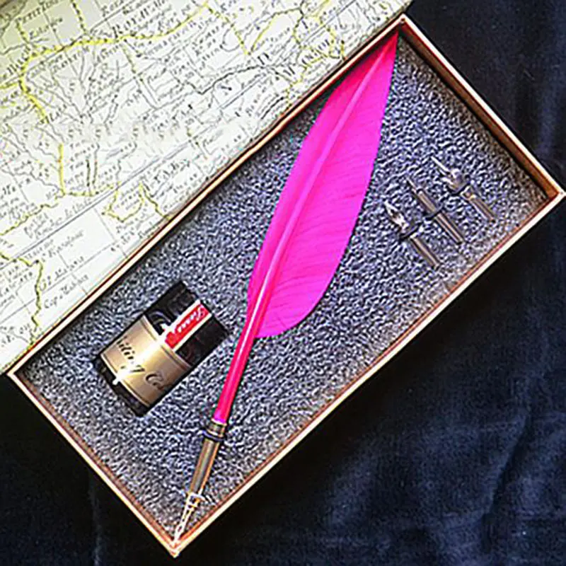 Новый Ангел Топ черный стиль Перо Авторучки ручки античная гусиное перо подарок