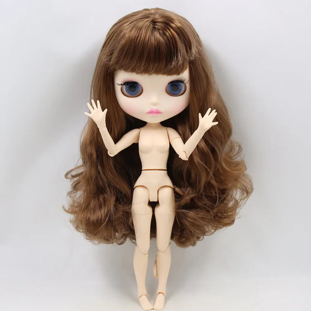 ICY Nude Blyth кукла для серии No. BL9158 коричневый волос резные губы матовое лицо шарнир