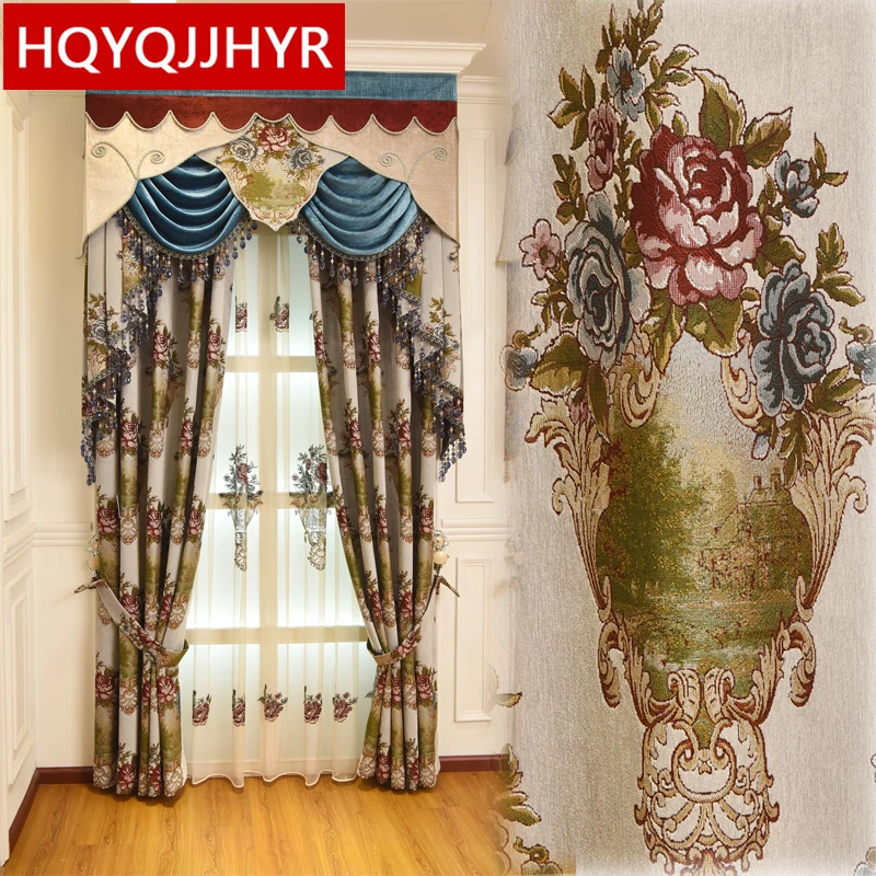 Классические роскошные жаккардовые утолщенные цветочные шторы для спальни