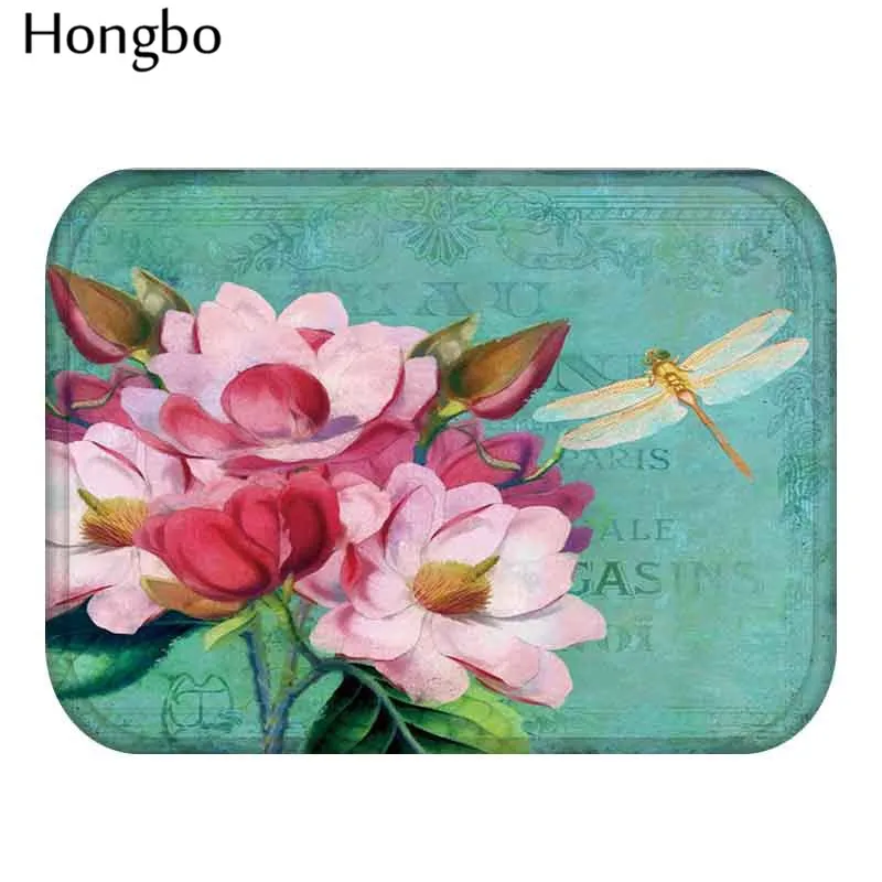 

Hongbo Flower Pattern Anti-Slip Carpet Door Mat Flannel Doormat Outdoor Kitchen Living Room Floor Mat Rug