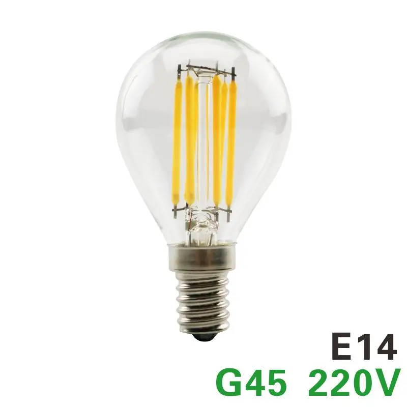 G45 E14 Светодиодная лампа LARZI E27 E14 2 Вт 4 Вт 6 Вт 8 Вт винтажная лампа Эдисона A60 ST64 C35 G95 G125 AC220V светильник из прозрачного стекла с нитью накаливания ретро лампы - Испускаемый цвет: G45 E14