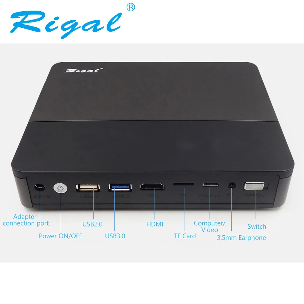 Rigal проектор RD601 со встроенной батареей Android 4.4 WIFI LED MINI DLP 3D Miracast Bluetooth домашний