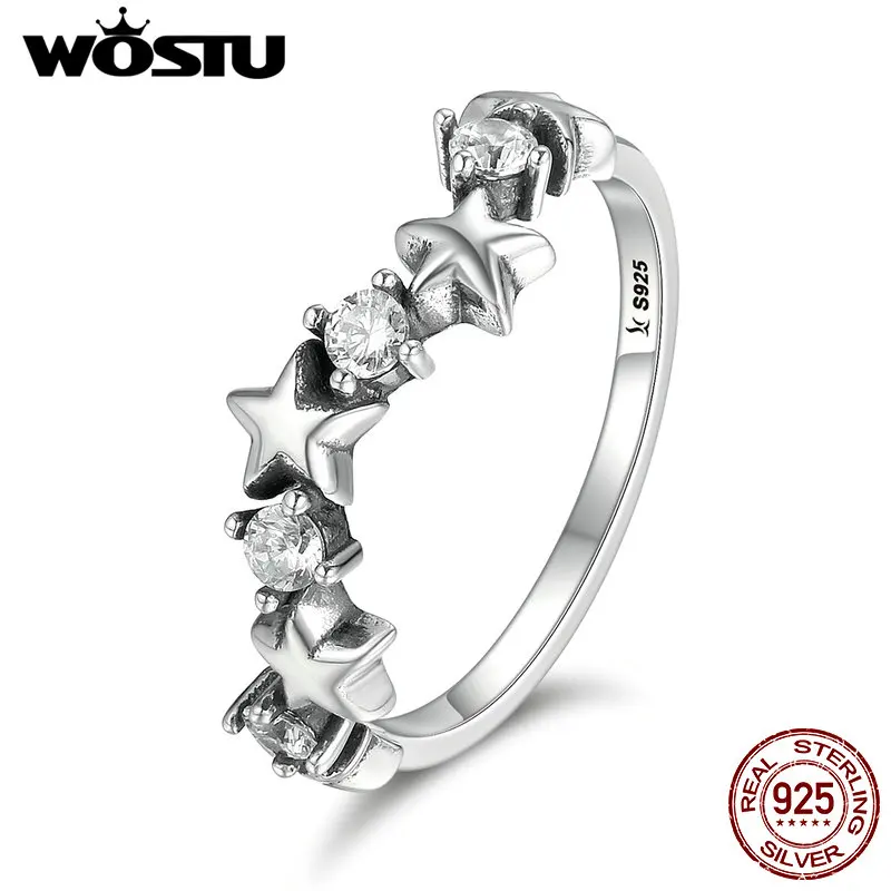WOSTU 2019 Новый Настоящее серебро 925 проба прозрачными камнями кольца Неделька для