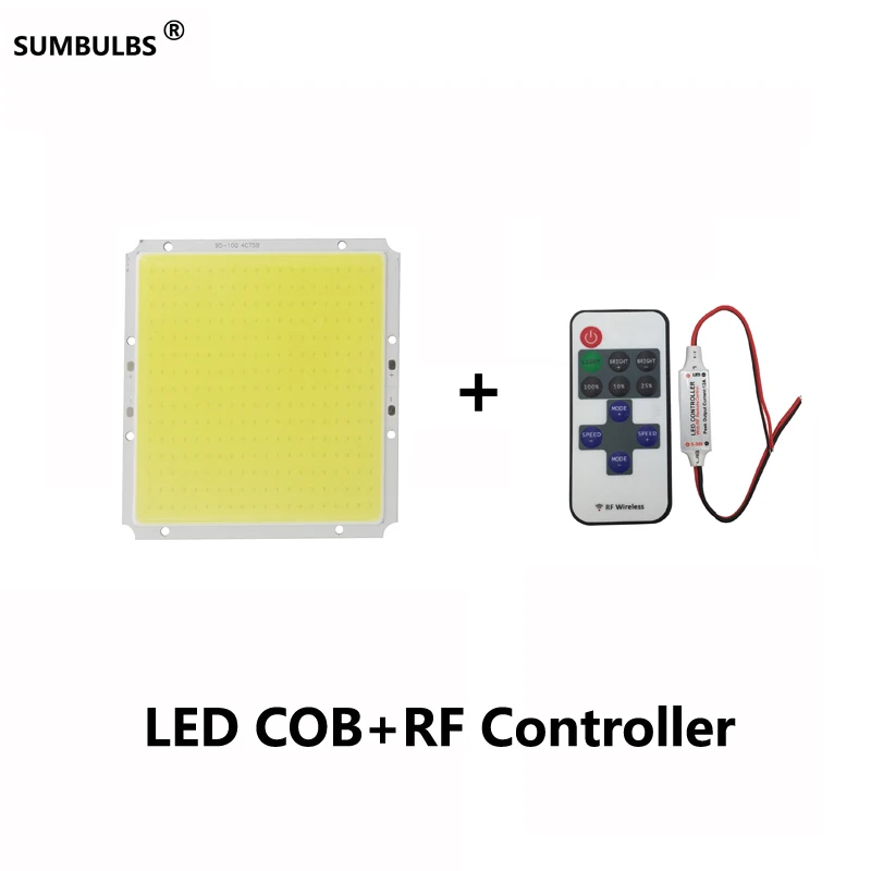 LED With Controller Диммируемый 100x95 мм квадратный ультра яркий 50 Вт COB светодиодный панельный светильник Теплый Холодный белый DC 12 В матричная лампа с радиочастотным пультом дистанционного управления - Испускаемый цвет: LED With Controller