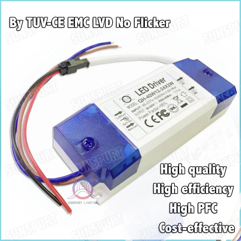 3 шт. в коробке TUV CE 40 Вт AC85 277V светодиодный драйвер 13 25x2W 450mA DC39 84V постоянного тока