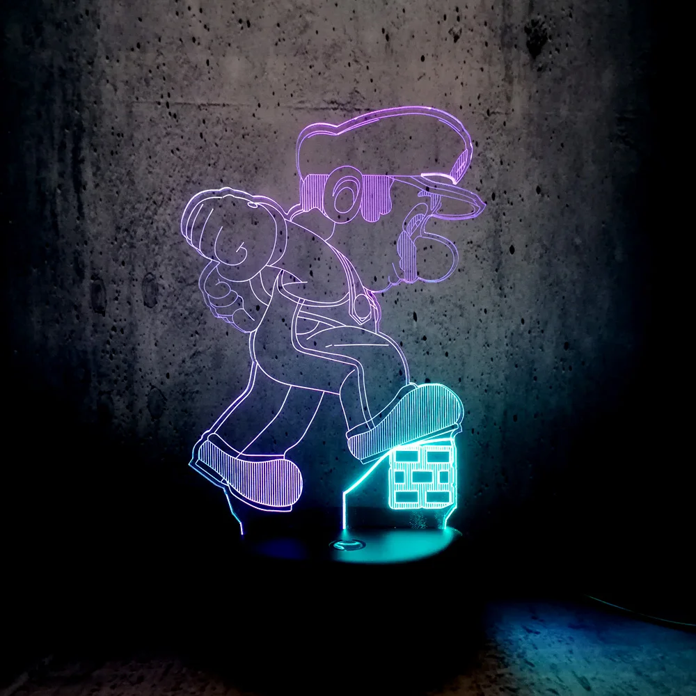 Микс два цвета LED мультфильм ночник Классическая игра роль Марио шаг на коробке