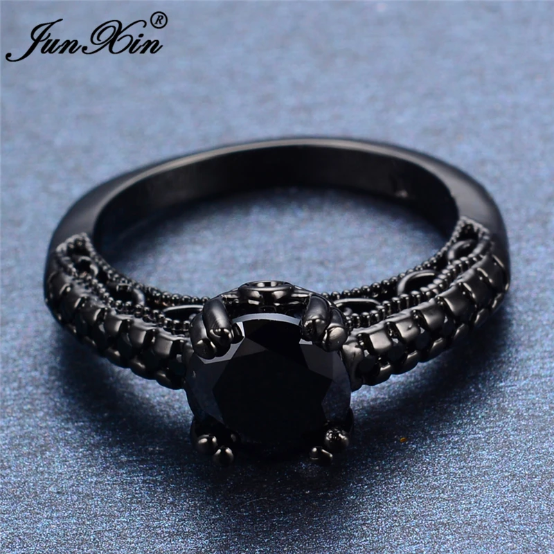 JUNXIN модные ювелирные изделия камень циркония чорный Кольцо черное золото