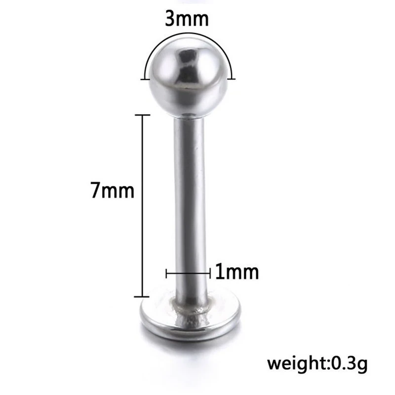 10 шт./лот полированной Титан Сталь язык кольцо для пирсинга серьги гвоздики в