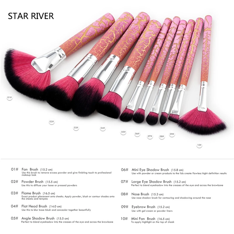 10 шт. набор кистей для макияжа контрастных цветов основа пудра тени век