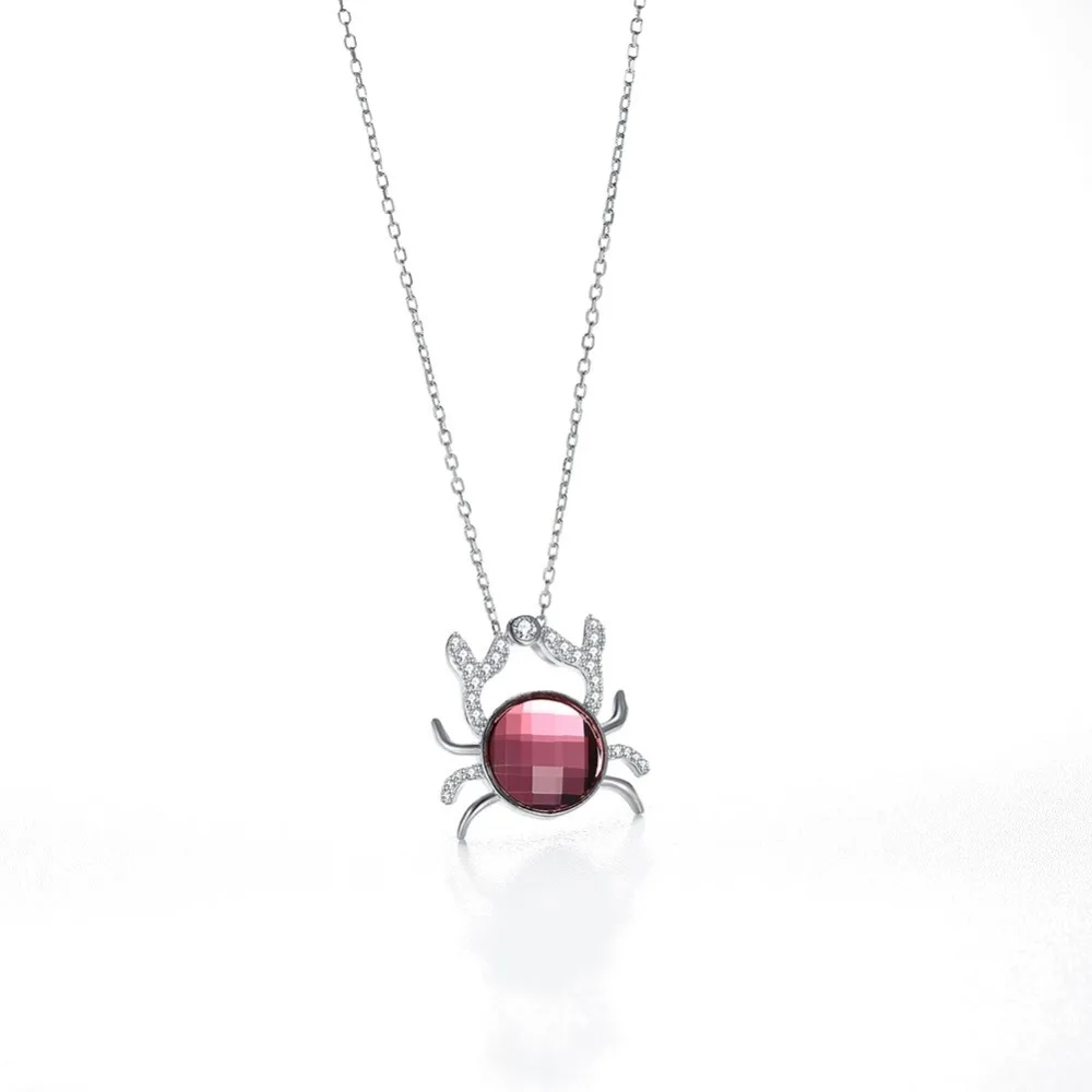 LEKANI Crystals From Swarovski Necklace 925 Sterling Silver Animal Crab Pendant Ms. Geometric Personality Gift | Украшения и