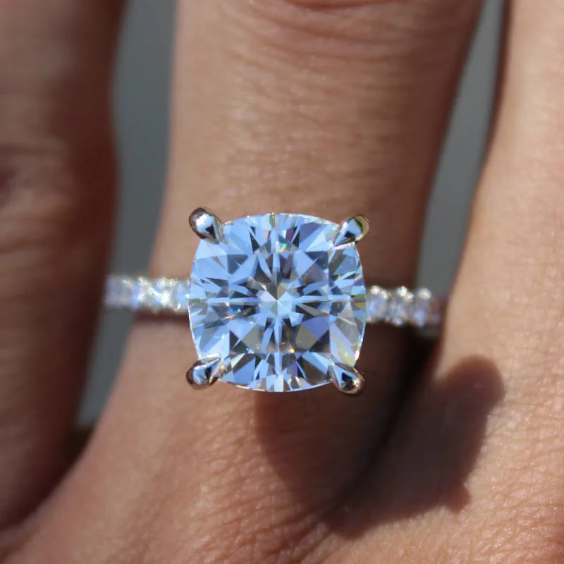 Модное кольцо 925 пробы Серебряная Подушка cut 1ct AAAAA cz обещание обручальные кольца