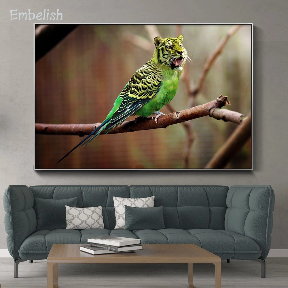 Красивые художественные картины Embelish 1 шт. для гостиной попугай с тигровым лицом
