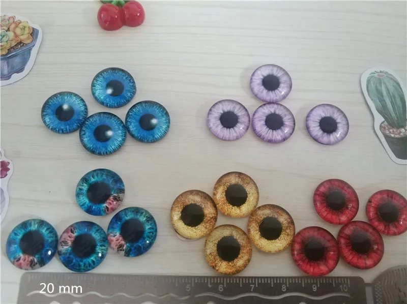 1, 10 штук в упаковке/16/20 мм Стеклянная кукла ручной работы глаза для игрушка динозавр животных аксессуары для ручной работы