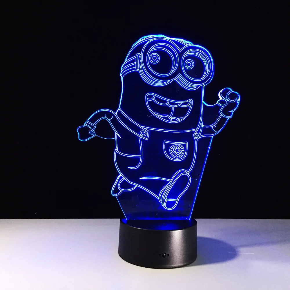 Детский ночник 7 цветов светодиодный светильник Luminaria 3D Minions акриловый для