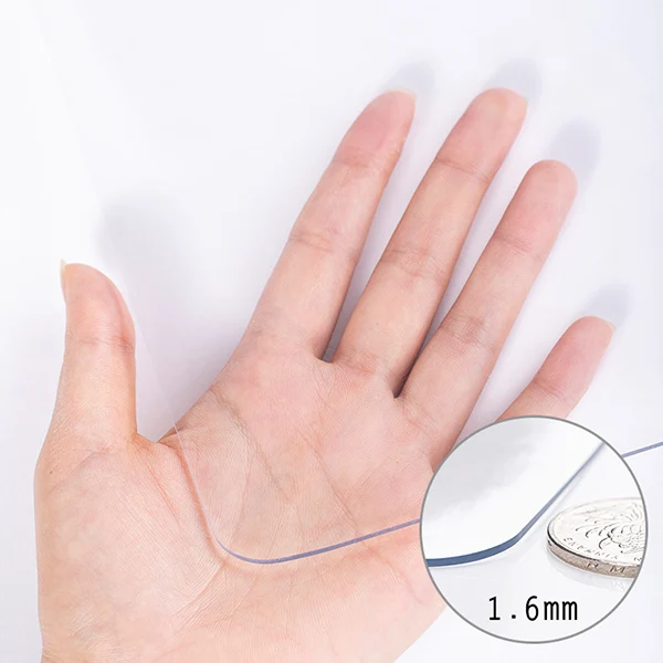 1.6mm Transparent Медленное дерево, мягкая стеклянная скатерть, Прозрачная ПВХ, настольная, водонепроницаемая, маслостойкая, для кухни, столовой, коврик 1,3 мм, 1,6 мм, 2 мм, 3 мм - Цвет: 1.6mm Transparent