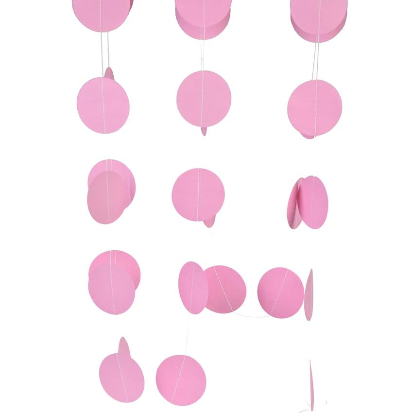 

5.5cm*4m Pink White Bunting Hanging Garland Valentine Birthday Party Wedding Shower Room Decoration Paper Round Circle String