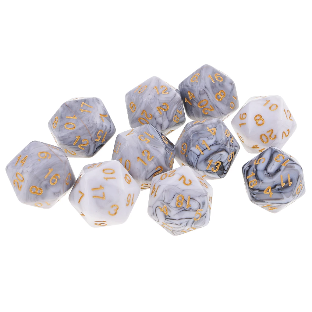Новые 10 шт 20 сторонних акриловых игральных костей D20 многогранные игральные кости для подземелий драконов настольные игры Зеленый Фиолетовый Кемпинг Туризм Путешествия игральные кости
