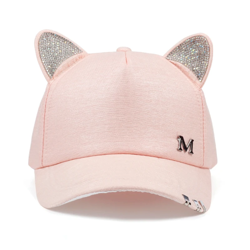 Новинка 2019 женская летняя Осенняя Кепка meow черная белая розовая с кошачьими