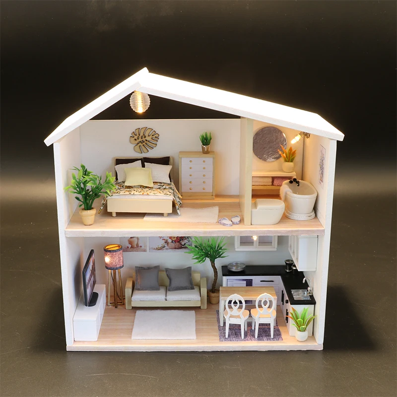 DIY Миниатюрный Кукольный домик мебель пылезащитный чехол 3D Деревянный игрушки