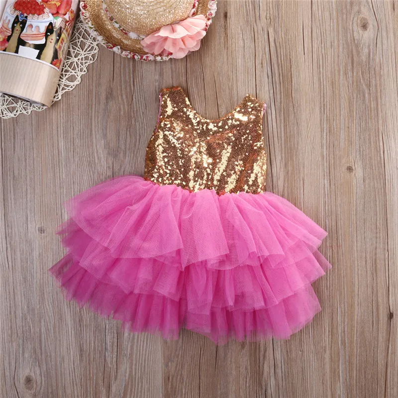 Sequins Toddler Kids Girls Princess Ruffles Formal Pageant Layered Purple Tulle Party Bowknot Dress Dresses 2-7T | Детская одежда и