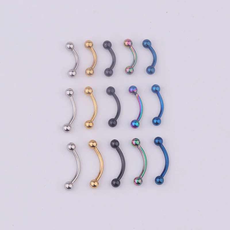 5pcs/lot 6/8/10mm 16G Surgical Steel 3mm Ball Eyebrow Piercing Curved Barbell Lip Ring Snug Daith Helix Rook Earring | Украшения и
